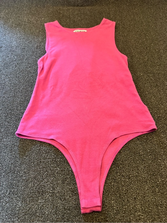 Steve Madden Tops - Steve Madden Hot Pink Sleeveless Bodysuit | Crewneck Thong Bottom Tank Top Sz M
